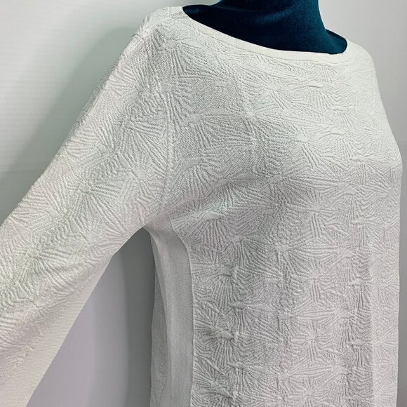 D Exterior Shirt Large Textured White Stretch Knit Pullover Tunic - Picture 3 of 8